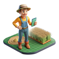 wonderful creative Farmer Using Augmented Reality App in Field Transparent Background genuine png