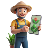 beautiful vintage Farmer Using Precision Agriculture App Transparent Background high resolution png