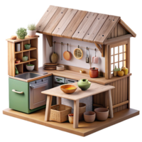 impressive rustic Farmhouse Kitchen Transparent Background with Rustic Decor detailed png