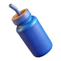 impressive traditional Water Bottle with Straw Blue Cutout Transparent Background authentic png