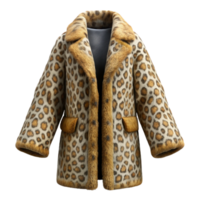 serene vintage Faux Fur Coat Leopard Print Isolated png