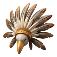 elegant minimalist Feather Headdress with Eagle and Hawk Feathers Cutout genuine png
