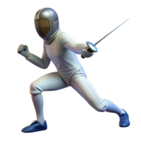 impressive rustic Fencer in Action Lunging Forward Isolated Cutout png