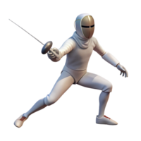 beautiful modern Fencer in Action Lunging Forward Isolated Cutout detailed png