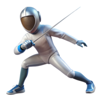 serene modern Fencer in Action Lunging Forward Isolated Cutout genuine png