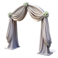 elegant vintage Wedding Arch with White Drapery Isolated on Transparent Background high resolution png