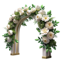 extraordinary classic Wedding Arch with White Drapery Isolated on Transparent Background authentic png