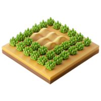 extraordinary artistic Field with Rows of Crops Top View Isolated high resolution png