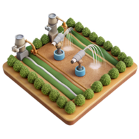 magnificent traditional Field with Irrigation Sprinklers Top View Isolated authentic png