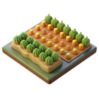 magnificent rustic Field with Rows of Crops Top View Isolated premium png