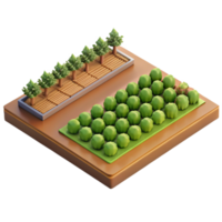 beautiful artistic Field with Rows of Crops Top View Isolated detailed png