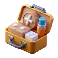 elegant artistic First Aid Kit Open with Supplies Transparent Background genuine png