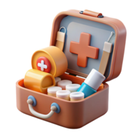 wonderful vintage First Aid Kit Open with Supplies Transparent Background professional png