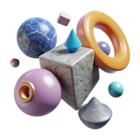 wonderful traditional Floating 3d Objects in Ar Space Transparent Background png