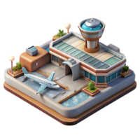 beautiful creative Floating Airport Concept Art Isometric View Transparent Background authentic png