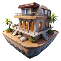 extraordinary minimalist Floating Hotel Concept Art Side Angle Isolated original png