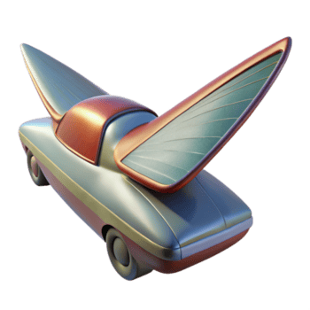 atemberaubend klassisch fliegend Auto Schwanz Flosse Design isoliert Element Original png