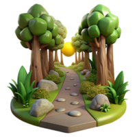serene modern Forest Path with Sunlight Filtering Through Trees Scenic View Cutout original png