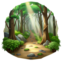 vibrant minimalist Forest Path with Sunlight Filtering Through Trees Scenic View Cutout high resolution png