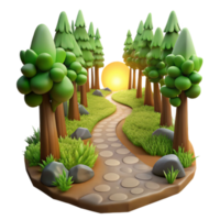 impressive creative Forest Path with Sunlight Filtering Through Trees Scenic View Cutout detailed png