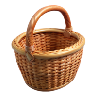 extraordinary rustic Wicker Basket with Handles Isolated Element premium png