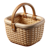 wonderful artistic Wicker Picnic Basket Cutout Front View high quality png