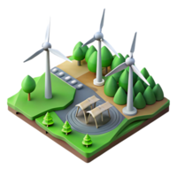 elegant modern Wind Farm Aerial View Green Fields Transparent Background genuine png