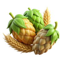 dramatic minimalist Fresh Hops and Barley Isolated Element professional png