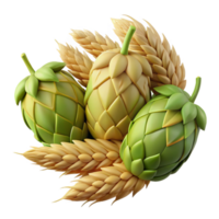impressive contemporary Fresh Hops and Barley Isolated Element high resolution png