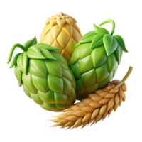 dramatic modern Fresh Hops and Barley Isolated Element premium png