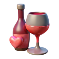 wonderful abstract Wine Glass and Bottle Isolated Element Romantic png
