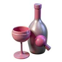 dramatic rustic Wine Glass and Bottle Isolated Element Romantic png