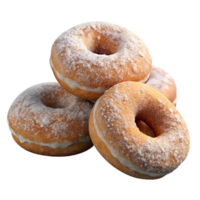 wonderful artistic Fried Doughnuts Powdered Sugar Isolated high quality png