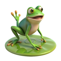 wonderful rustic Frog Jumping on Lily Pad Isolated detailed png