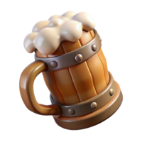 wonderful rustic Full Beer Stein with Foam Overflow Transparent Background authentic png