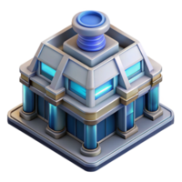 impressive traditional Futuristic Building Design Isometric View Isolated high resolution png