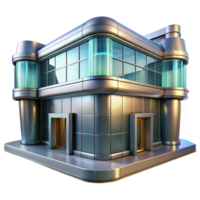 beautiful vintage Futuristic Building Front View with Reflective Surface Isolated authentic png