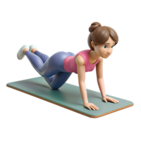 impressive traditional Woman Doing Bird Dog Exercise Mat Isolated detailed png
