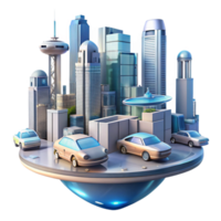 serene abstract Futuristic Cityscape with Flying Cars Transparent Background original png