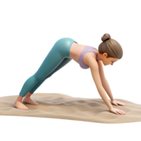 impressive classic Woman Doing Downward Dog Pose on Beach Transparent Background Isolated authentic png