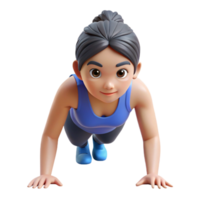 wonderful classic Woman Doing Push Ups Front View Isolated Transparent Background premium png