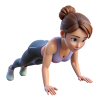 magnificent creative Woman Doing Push Ups Front View Isolated Transparent Background png