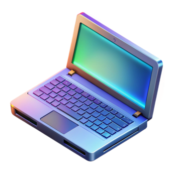 elegante clássico jogos computador portátil com rgb teclado isométrico Visão exclusivo png