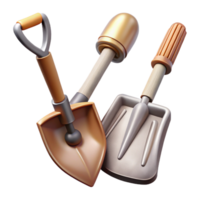 serene traditional Garden Tools Cutout with Spade and Rake original png