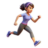 vibrant rustic Woman Running Park Trail Side View Isolated premium png