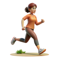 vibrant traditional Woman Running Park Path Side View Transparent Background original png