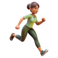 elegant minimalist Woman Running Trail Side View Transparent Background genuine png
