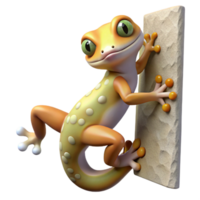 vibrant modern Gecko Climbing on Wall Transparent Element high quality png