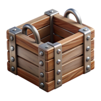 magnificent minimalist Wooden Crate with Metal Handles Isolated exclusive png