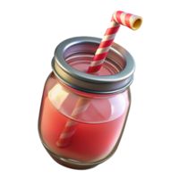 Glass Jar Drinking Glass with Straw Summer Drink Isolated Element png